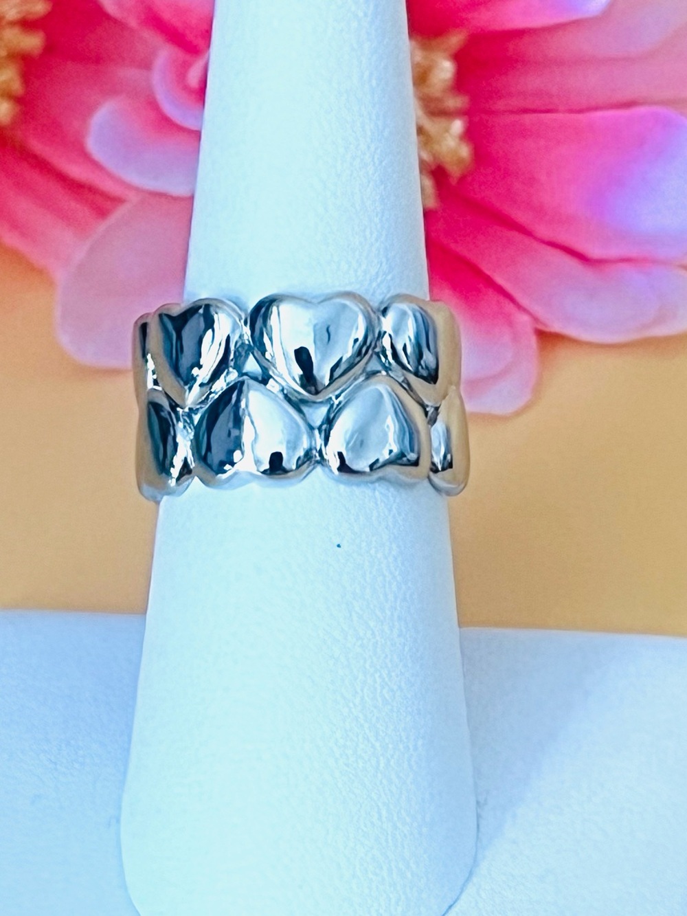 Silver heart thumb ring, adjustable size stamped .925